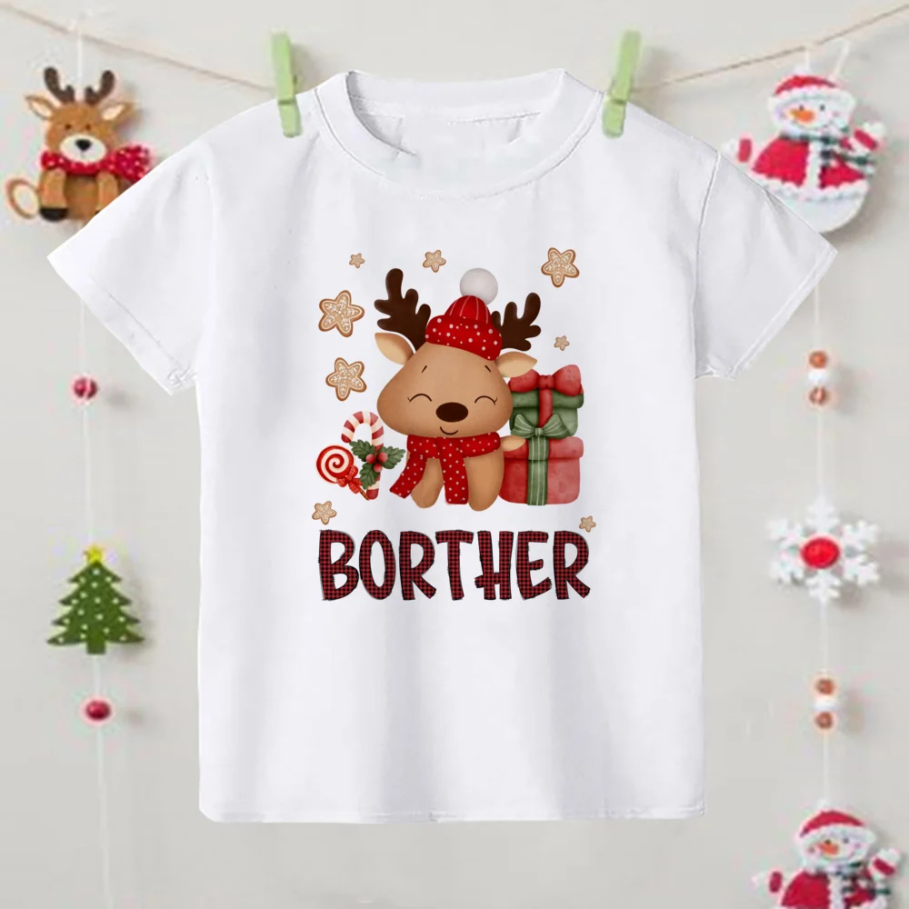 Deer Christmas Print Family Matching Xmas Clothes Mother Daughter Tshirt Mom Dad Girl Boy Holiday Party Look T-shirt Baby Romper - imagen 5