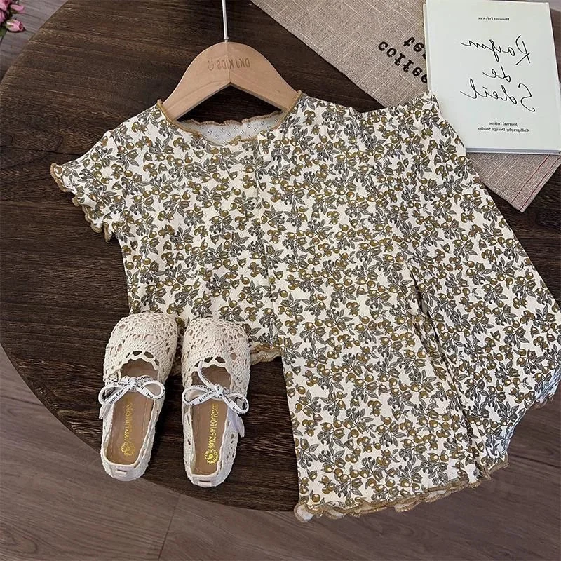 Conjuntos de verano para niñas - Camiseta estampada y pantalón - imagen 2