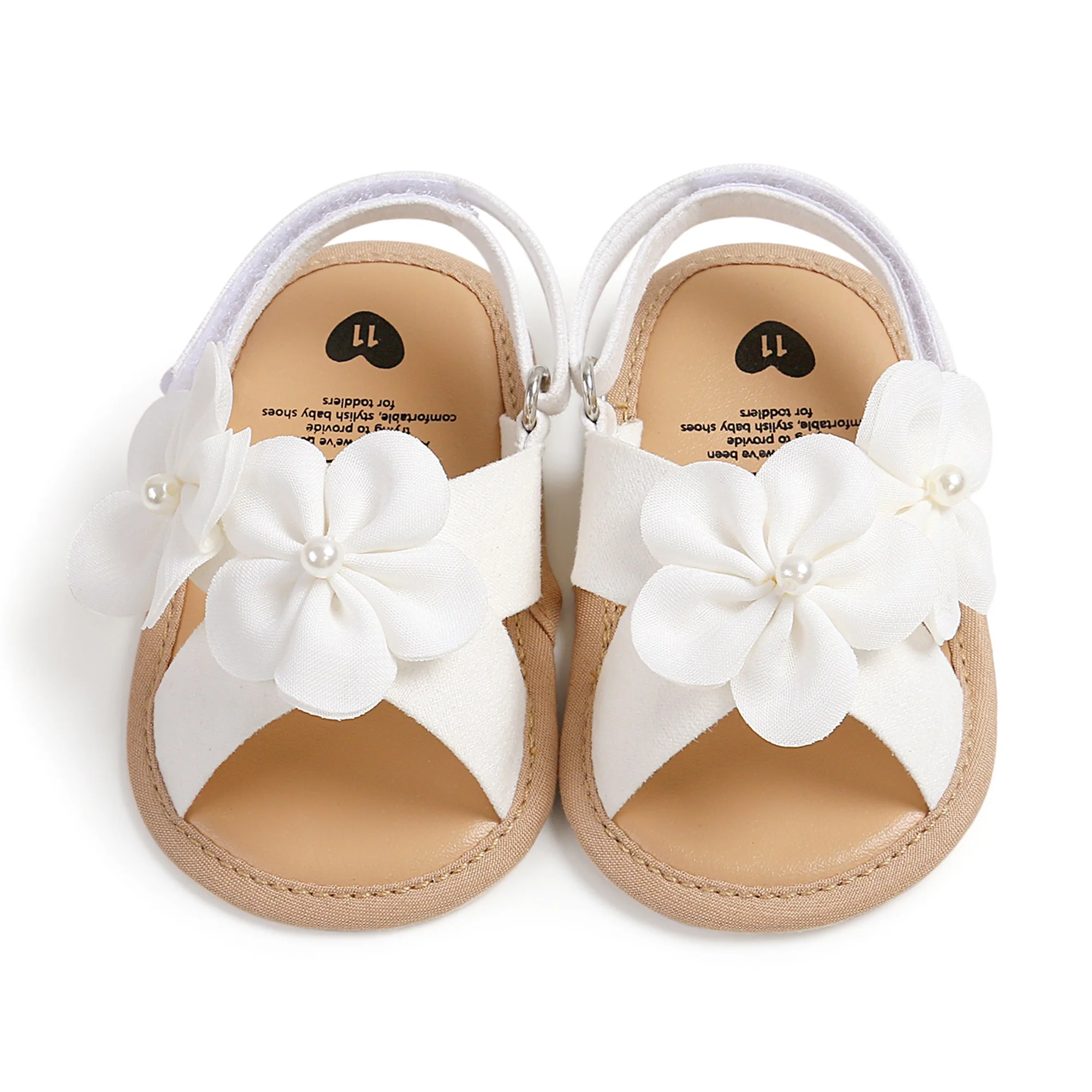 SUNSIOM Sandalias de verano para niñas de 0 a 18 meses, bonitos zapatos planos con flores grandes, suela antideslizante, zapatos para primeros pasos - imagen 3
