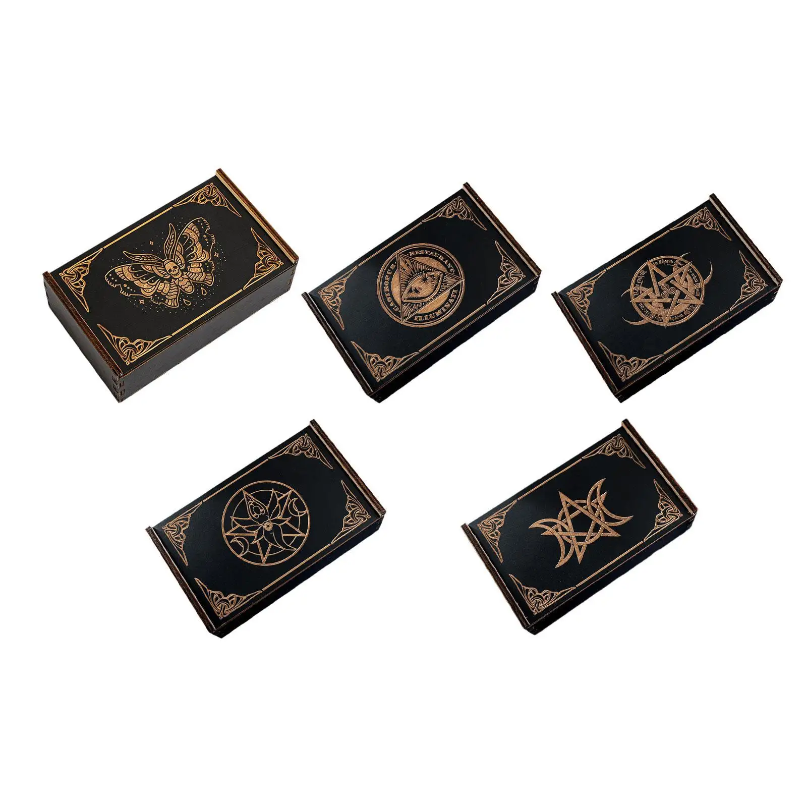 Caja de almacenamiento de madera para tarjetas de juego, tarjetero deslizante decorativo, rectangular, - imagen 3