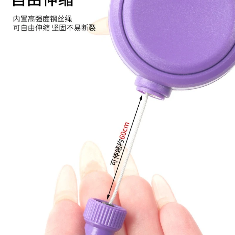 Soporte de Cable antipérdida multifuncional con cuerda para muñeca, llavero retráctil, cerradura de puerta, soporte de tarjeta de identificación con hebilla retráctil - imagen 2