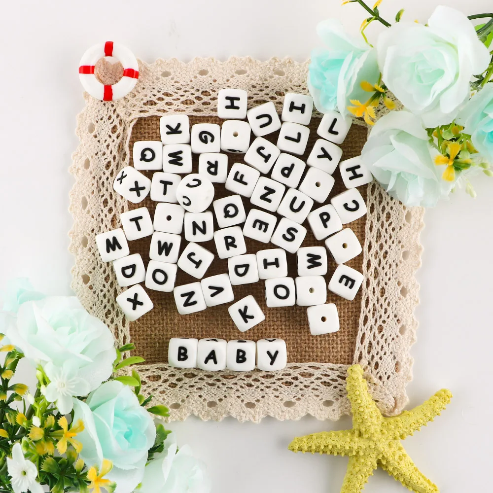 12mm 100 Uds cuentas de letras de silicona alfabeto inglés para nombre personalizado DIY para fabricación de joyas - imagen 4