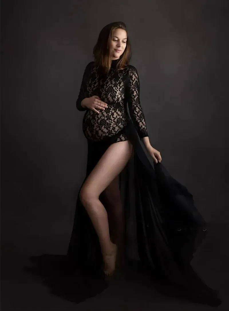 Conjunto de vestido y mono para fotografía de maternidad, conjunto de vestido para sesión de fotos de embarazo, mono elástico, 2024 - imagen 3