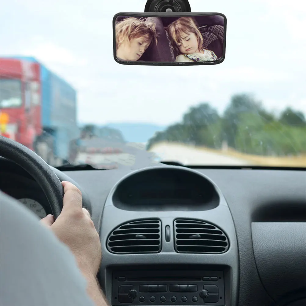 Espejo retrovisor automotriz para bebé, Base de ventosa con rotación de 360 grados, superficie reflectante grande para monitoreo seguro de niños, 2 uds. - imagen 2