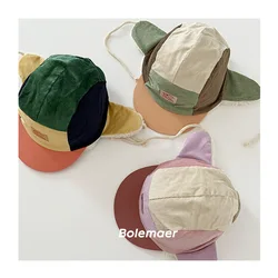 Gorro de invierno infantil forro piel pana cálido suave estilo