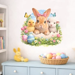 Pegatinas de pared primavera con animales de Pascua y flores