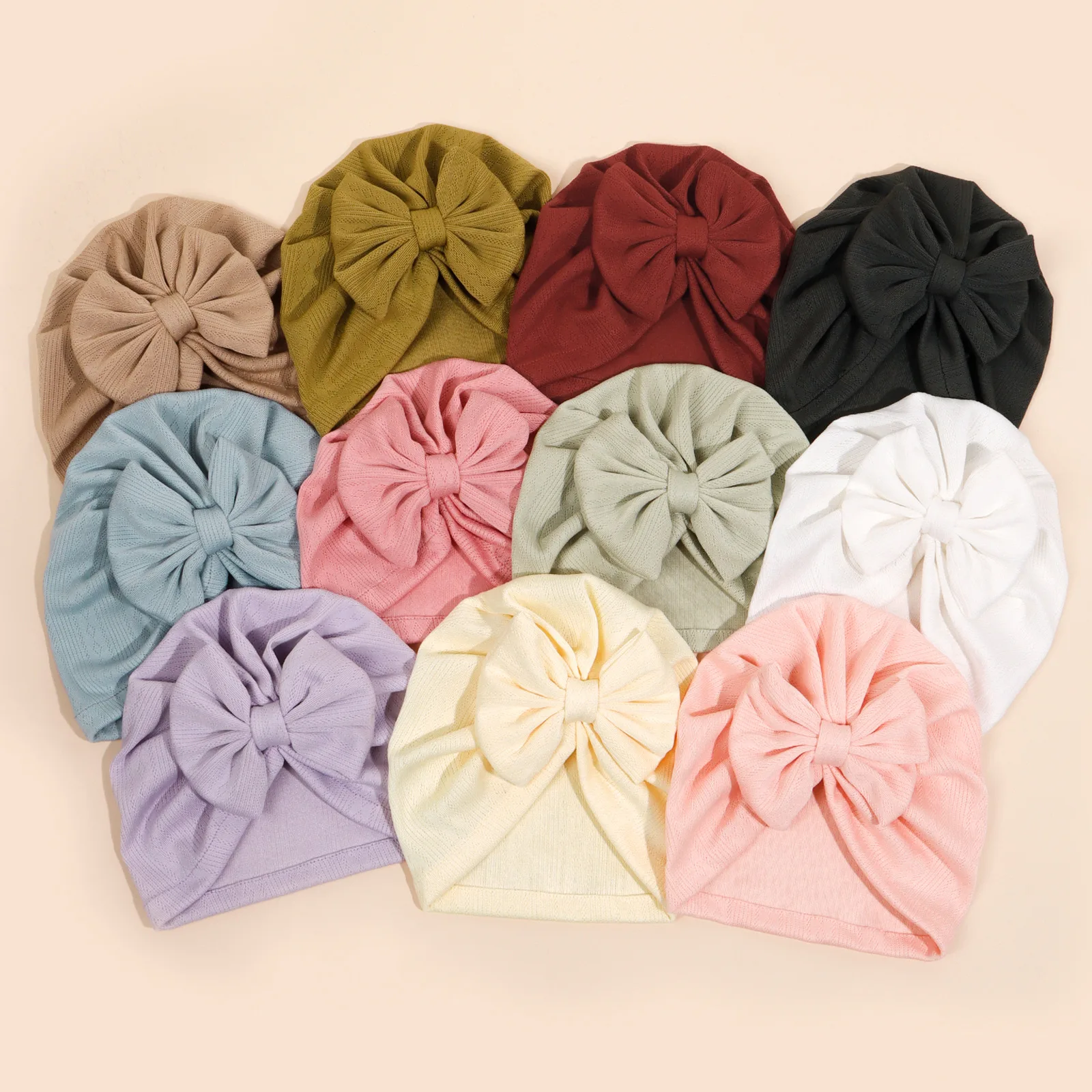 Gorro de punto con lazo para bebé, gorro liso para bebé y niña, turbante suave para recién nacido, gorros transpirables para la cabeza, verano