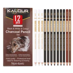 KALOUR lápiz de carbón para dibujo – Blanco y negro
