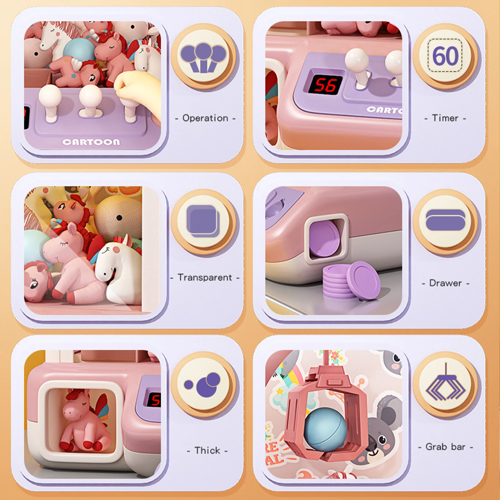 Máquina de garra de gran tamaño con clip para muñeca, máquina de huevos torcidos, iluminación musical pequeña para el hogar, juguetes de regalo para niños y niñas - imagen 5