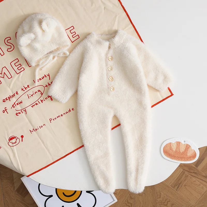 Pelele de invierno con capucha para bebé con bordado de oso - imagen 3