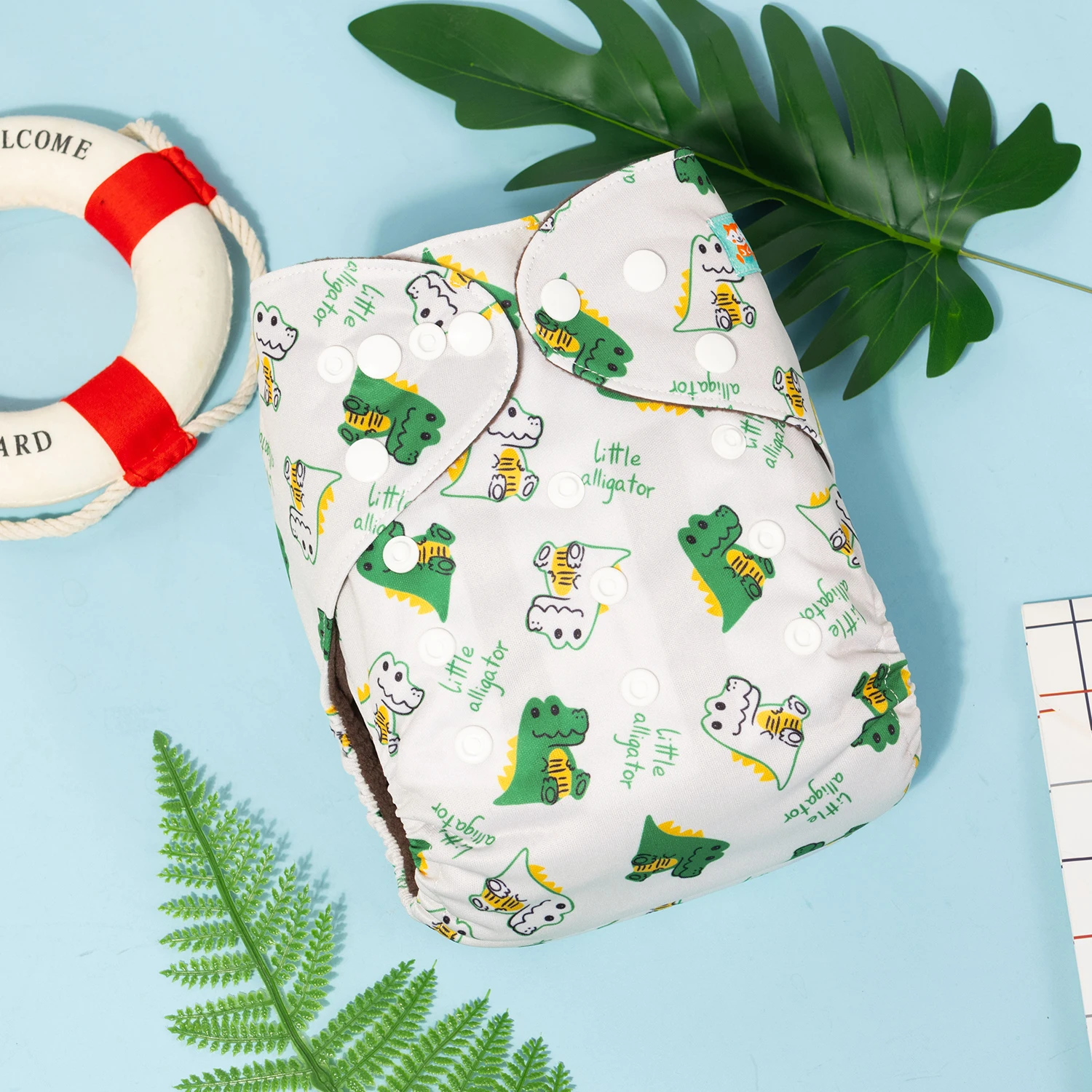 ALVABABY-pañal de tela de carbón de bambú, 1 unidad, con refuerzo doble y Panel de abdomen, pañal de tela reutilizable para bebé, diseño de moda - imagen 5