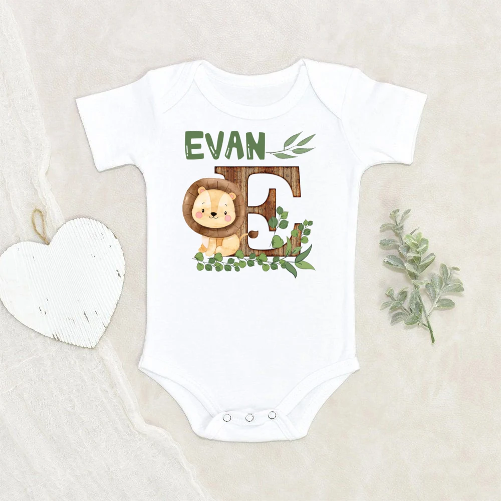 Mono de bebé personalizado con inicial con nombre, mono salvaje para recién nacido, traje con estampado de animales de Safari, pelele para bebé, regalo de ducha infantil - imagen 5