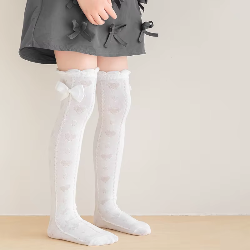 Calcetines largos con lazo para niña – Algodón suave y transpirable - imagen 5