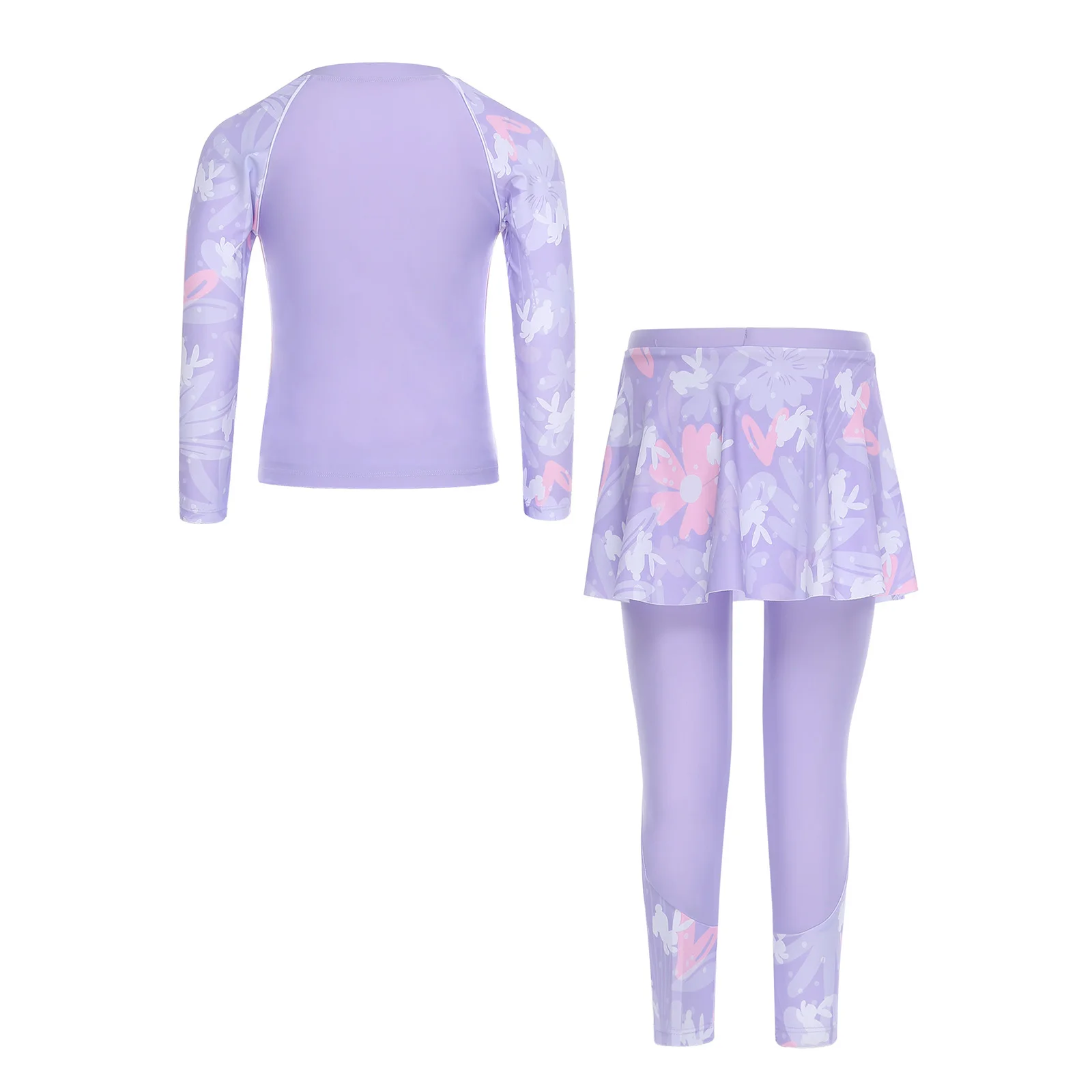 Bañador manga larga floral con falda pantalón para niña - imagen 3