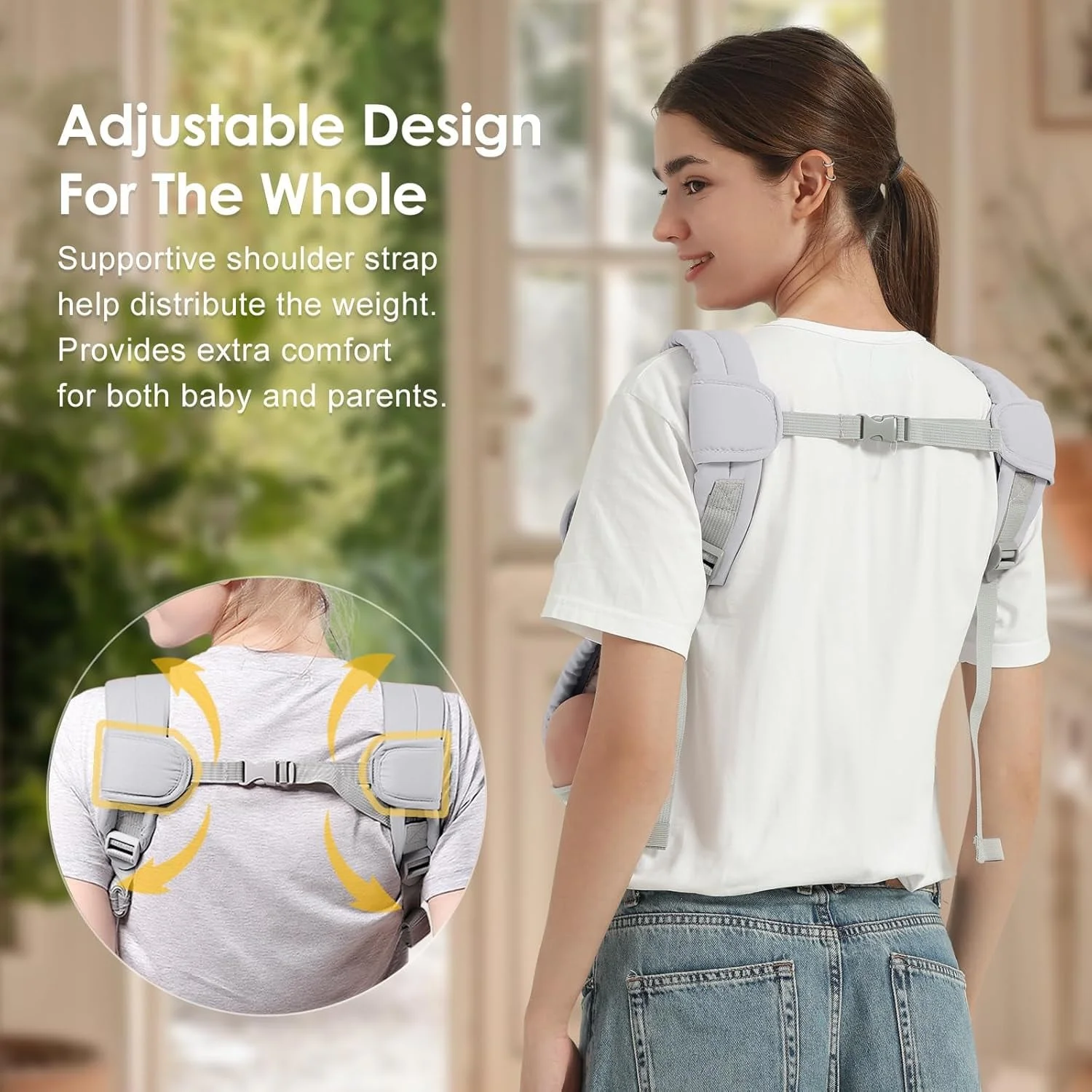 Portabebés ergonómico con correa ancha para recién nacidos – cómodo - imagen 5