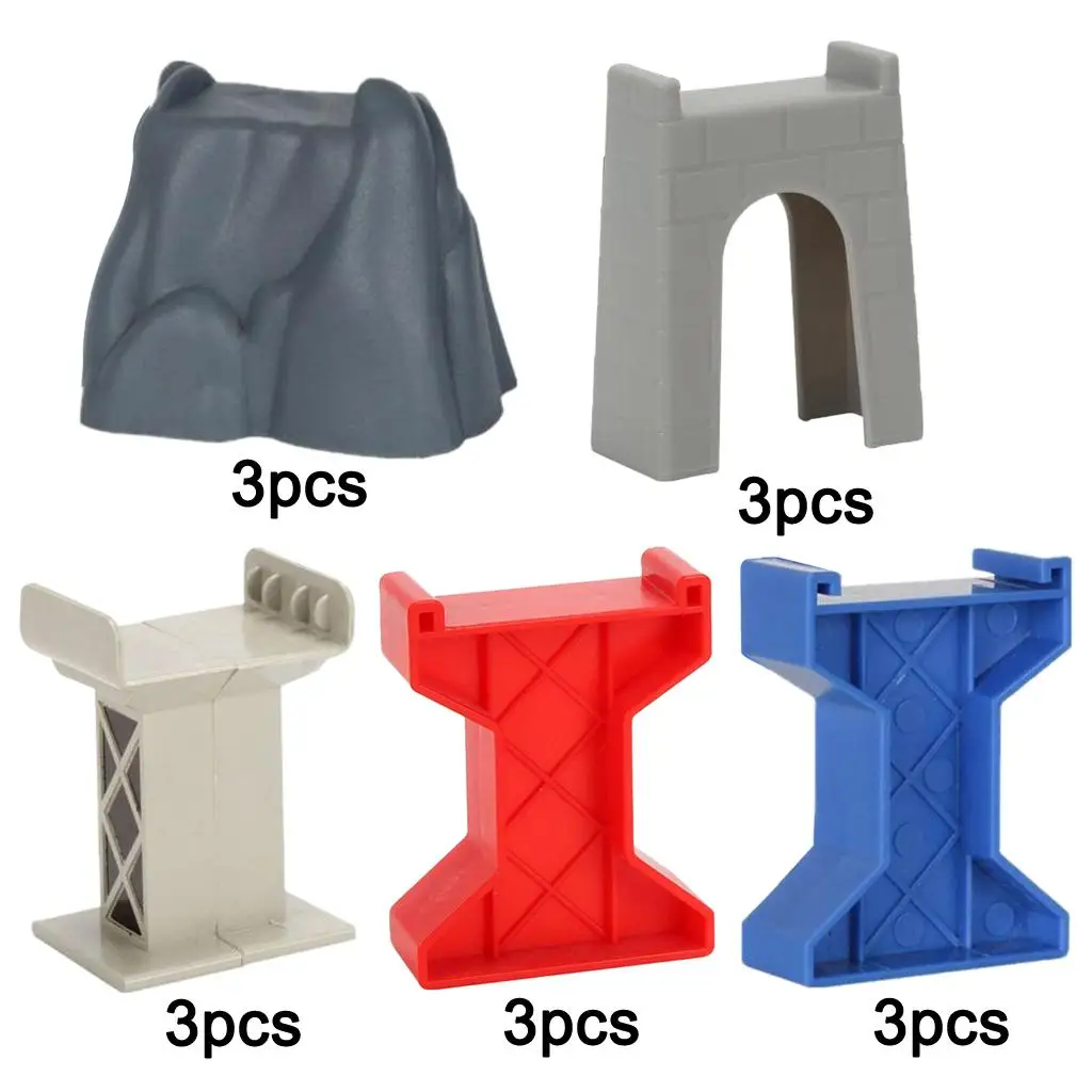 Train Bridge Piers Support Wooden Railway Accs for Kids Age 3 and Up