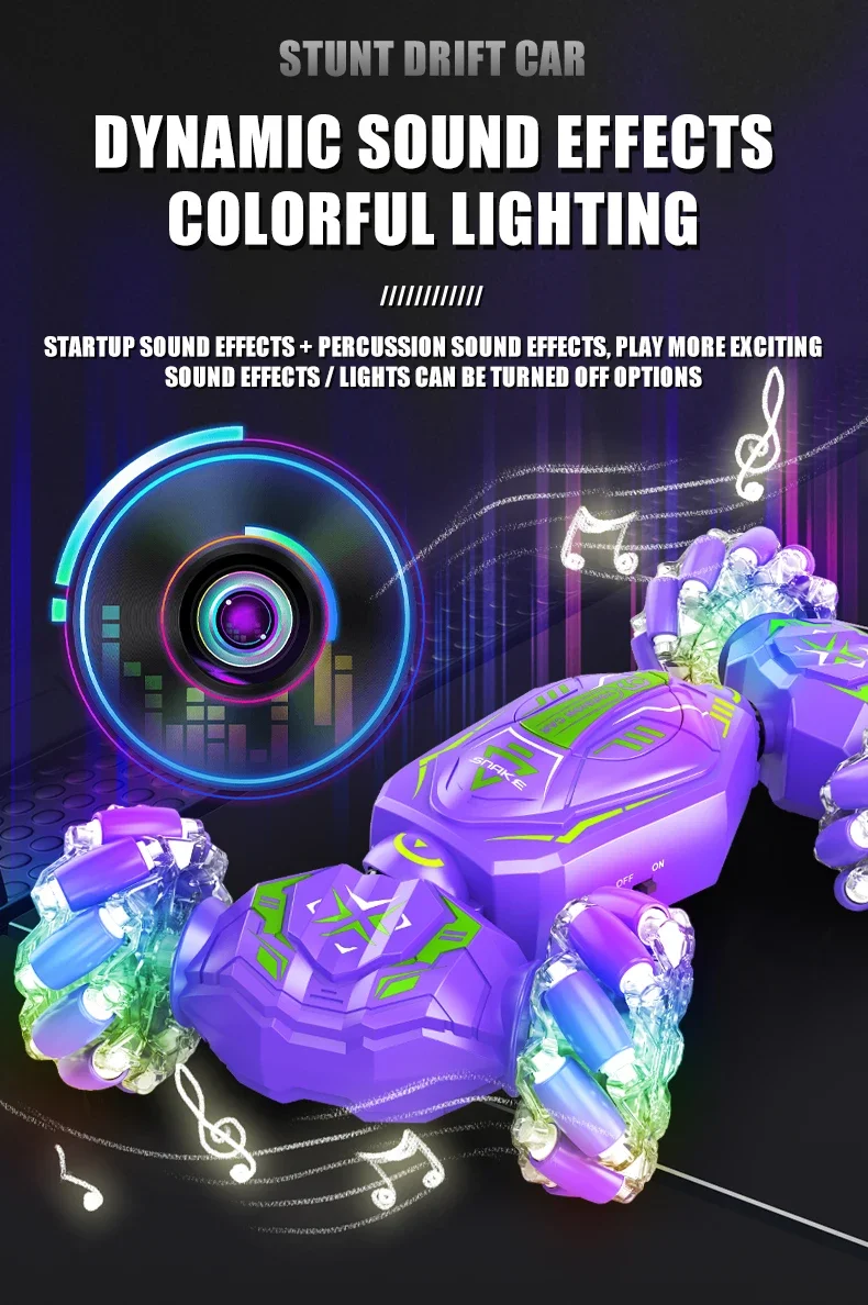 Coches RC con detección de gestos acrobáticos, 2,4G, controlado a mano, torsión todoterreno con luces LED, vehículo de Control remoto, regalos para niños - imagen 5