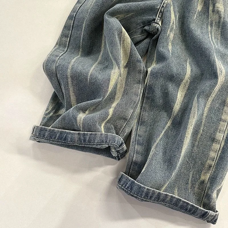 Vaqueros de pierna recta sueltos estilo callejero para niños para otoño, pantalones casuales de marca de moda, elegantes y versátiles para salir - imagen 3