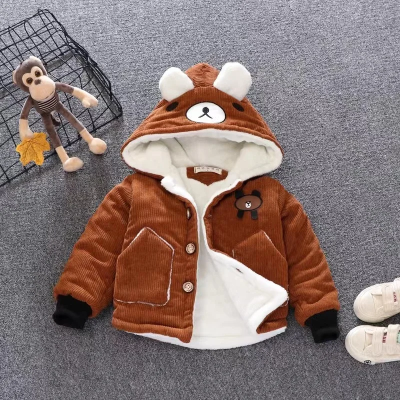 Abrigo infantil de terciopelo con capucha – Parka cálida de invierno - imagen 3