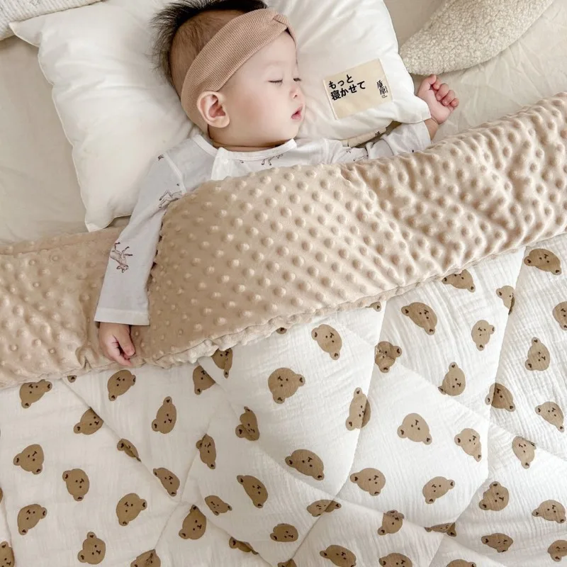 Edredón de bebé de estilo coreano, edredón sensorial de invierno, edredones para niños pequeños, bonito oso de dibujos animados, accesorios de cama para guardería - imagen 2
