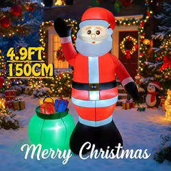 Decoraciones inflables para vacaciones al aire libre de 4,9 pies, bolsa de regalo de Papá Noel, decoración navideña, adornos de patio con luces LED, juguete para el hogar