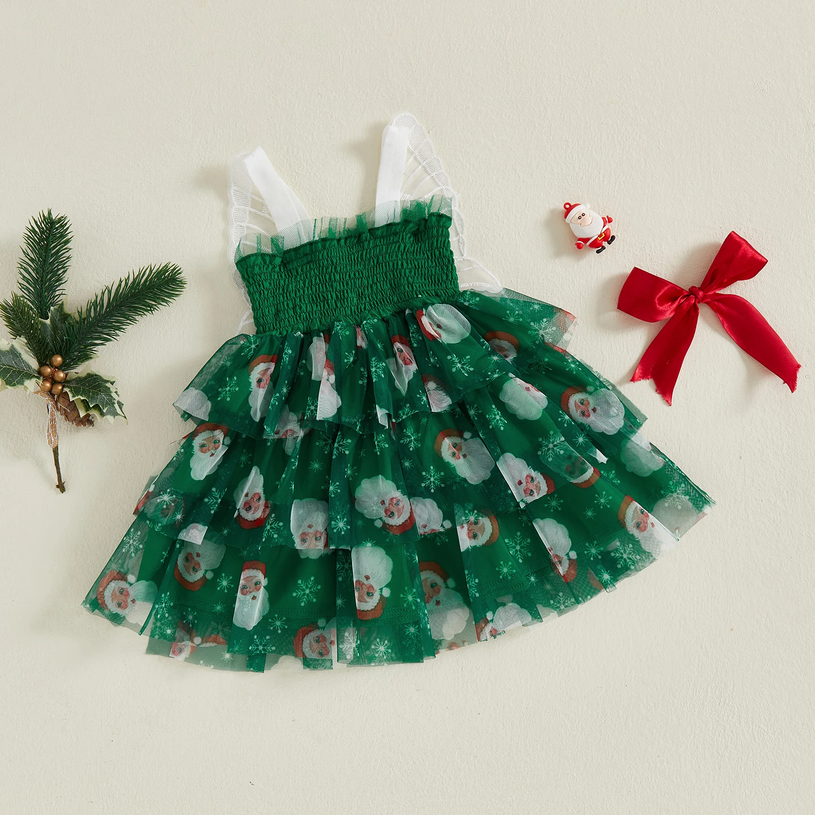 Vestido de Navidad para niña – Tul línea A con copos de nieve - imagen 4