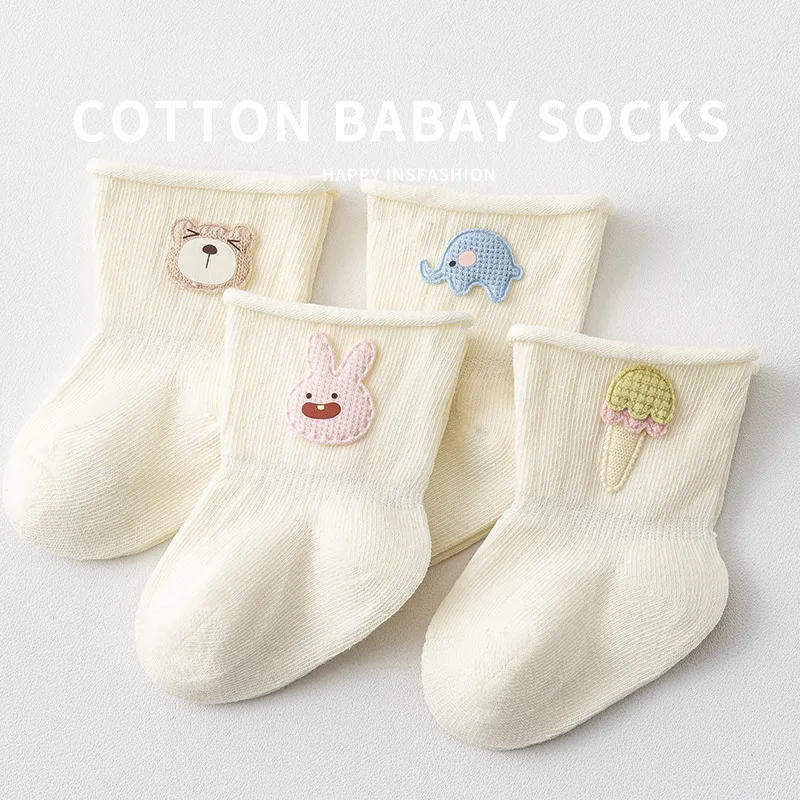 Calcetín bonito para bebé de 0 a 3 años para niño y niña, calcetín hasta la pantorrilla con dibujos de conejo, oso, elefante, para niños, primavera y verano, calcetín de algodón suave - imagen 2