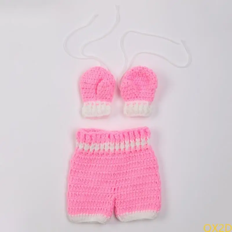 Qx2d linda ropa boxeo guantes punto y pantalón traje traje bebé - imagen 3
