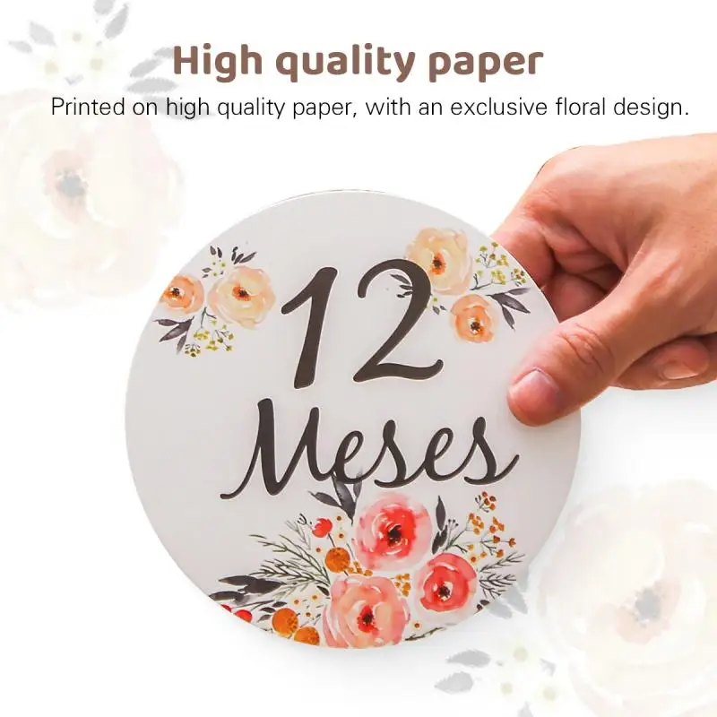 Tarjetas de hitos de papel para recién nacidos, 1 Juego de 0 a 12 meses, en español y francés, accesorios de fotografía para bebés, regalos de cumpleaños - imagen 3