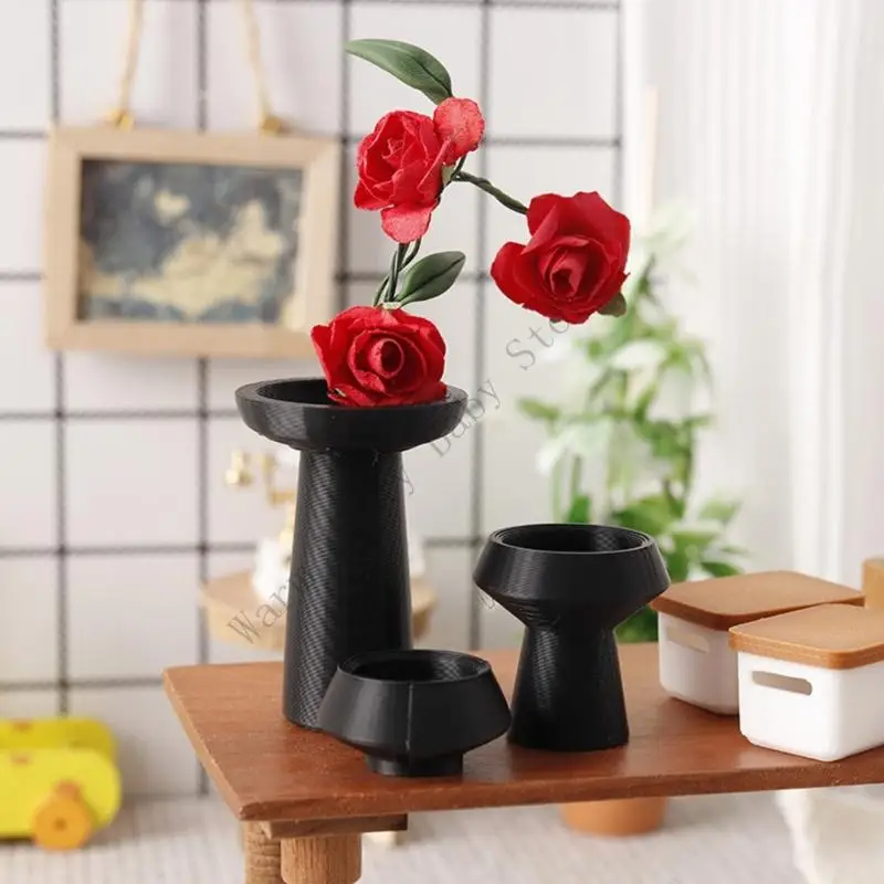 XXFE Arreglo Floral en Miniatura Maceta Modelo 3 Piezas para casa muñecas Paisaje para Sala Estar Interacción entre
