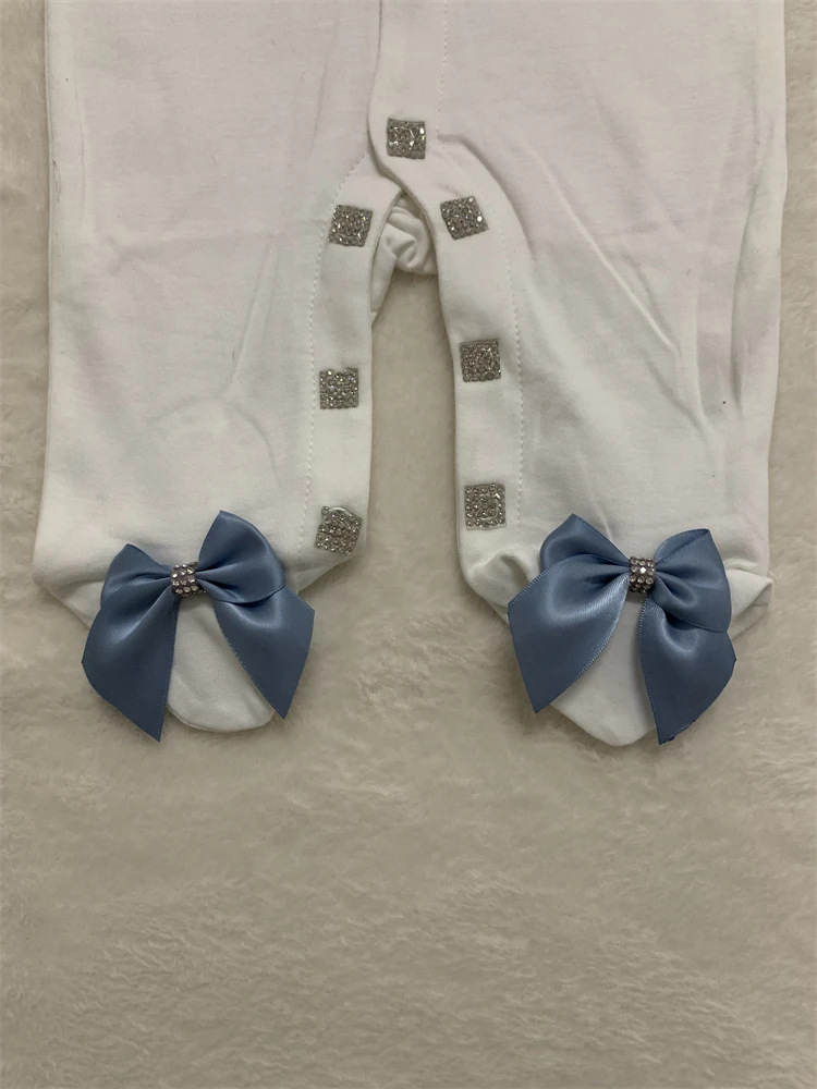 Mono de algodón con nombre personalizado para bebé, ropa de bebé recién nacido, rosa y dorado, corona de diamantes de imitación, Conjunto de pijama blanco - imagen 5