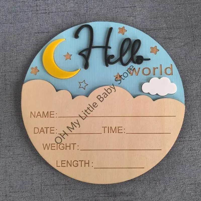 Placa registro nacimiento forma redonda M76C, accesorios creativos para fotos, decoración pared para guardería - imagen 5