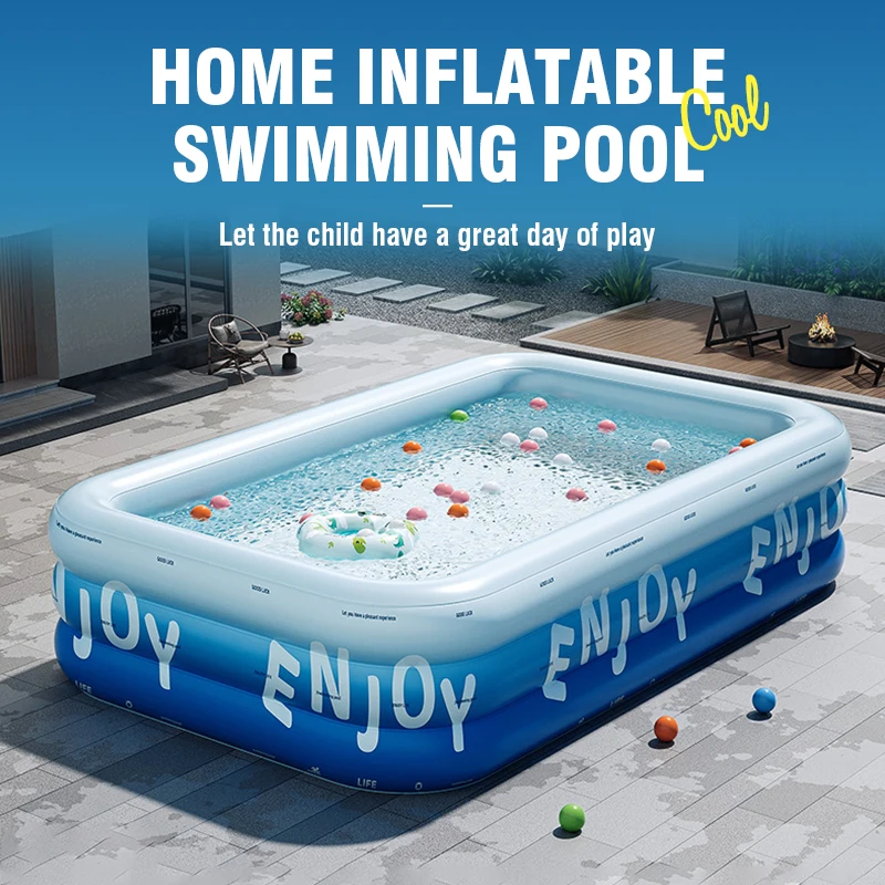Piscina inflable de 1,8-3M con cobertizo, piscinas familiares grandes de PVC, piscina rectangular para niños, Fiesta al aire libre, bañera para niños - imagen 2