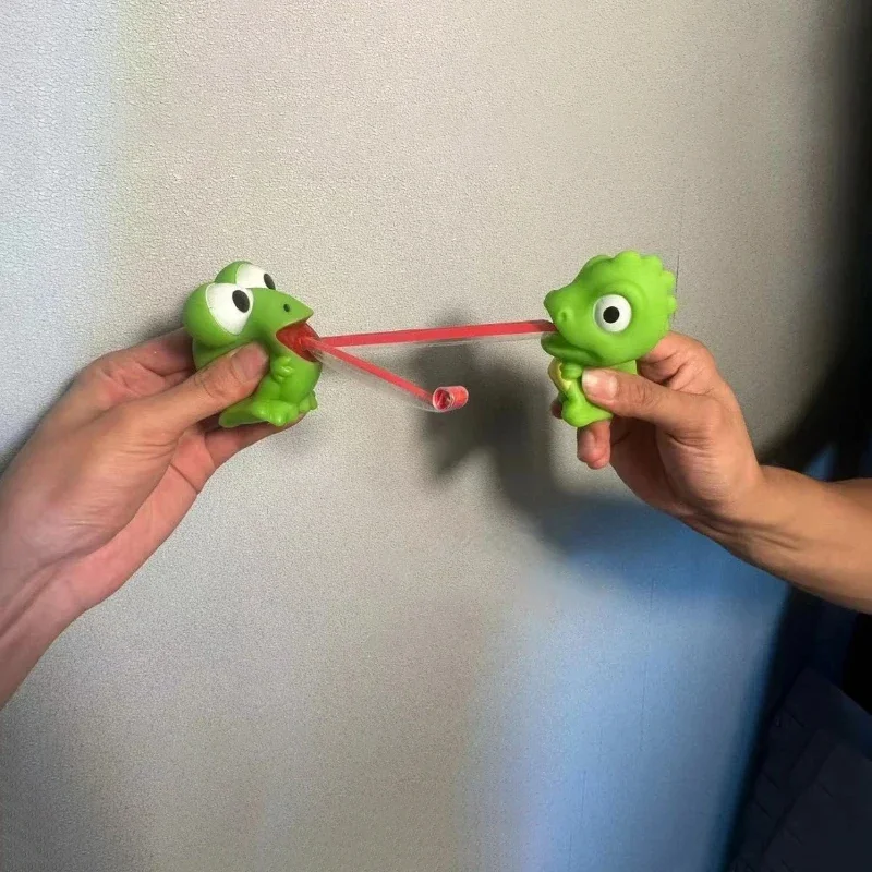 Juguete antiestrés de rana y dinosaurio con lengua adhesiva - imagen 4