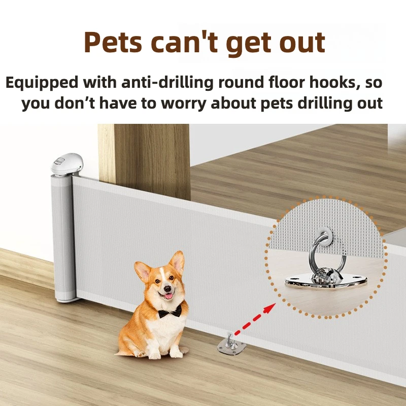 Puerta retráctil para mascotas de 45 cm de alto: valla de seguridad sin perforación con diseño anti-digging, recinto de barrera para perros de fácil instalación - imagen 4