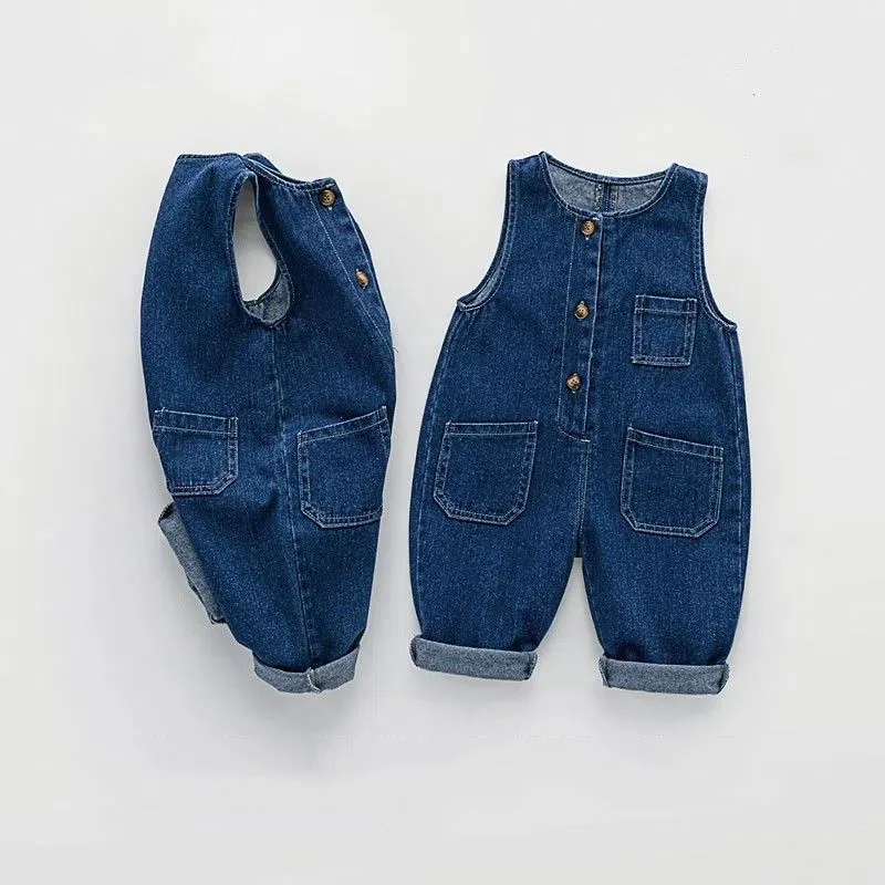 Monos de mezclilla de estilo coreano para niños y niñas, monos holgados de estilo informal, pantalones que combinan con todo, primavera y otoño - imagen 2