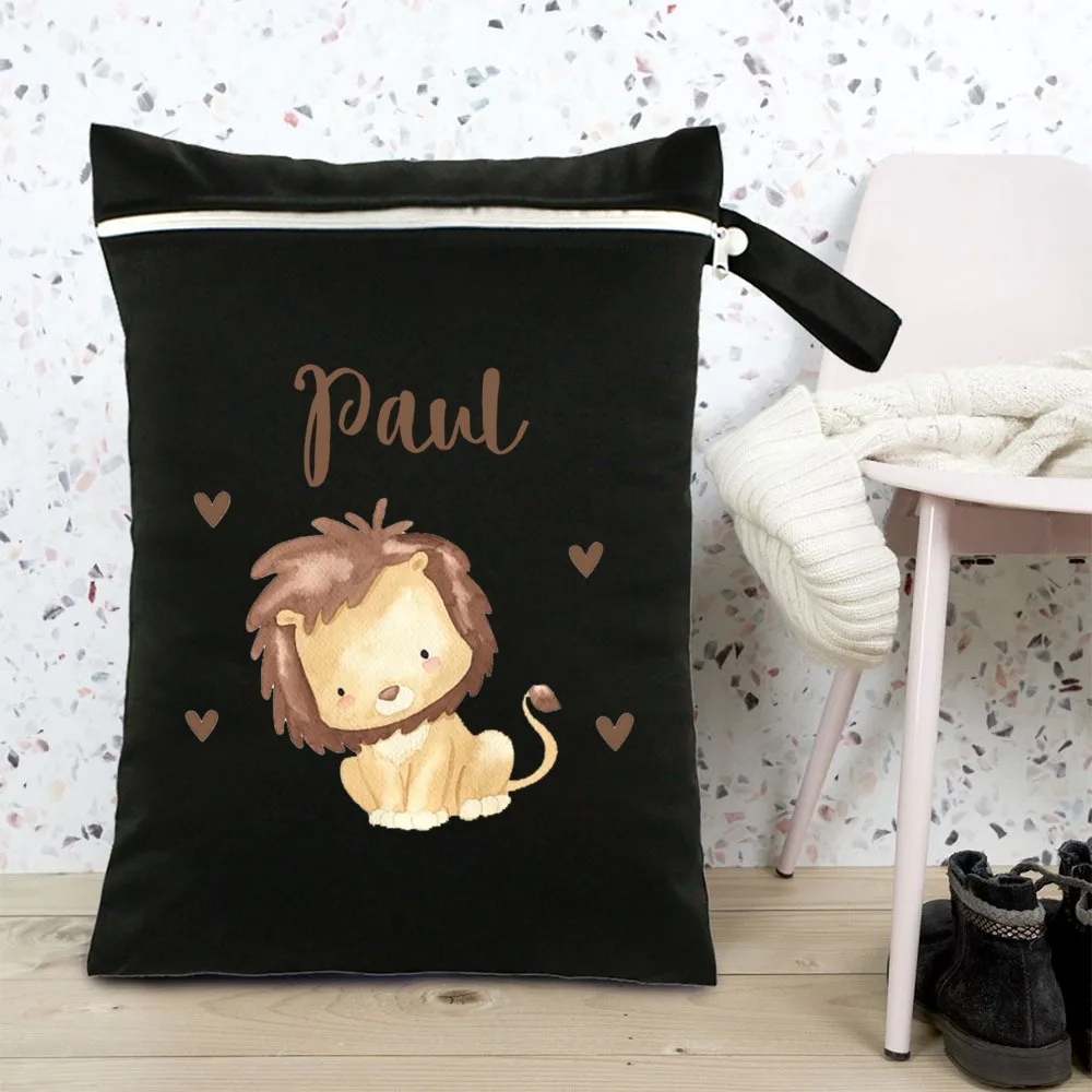 Bolsa de pañales para bebés personalizada, bolsa de pañales húmeda seca impermeable, paquete de transporte de pañales para viajes al aire libre con bolsillo con cremallera - imagen 2