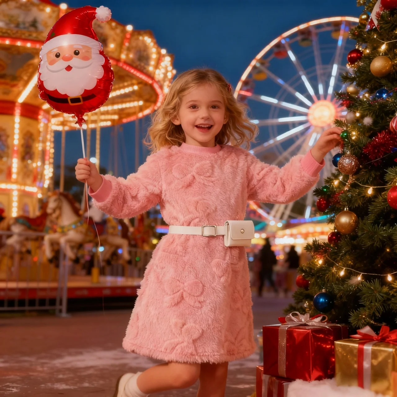 Vestido de fiesta rosa para niña con riñonera - Estilo Princesa - imagen 2