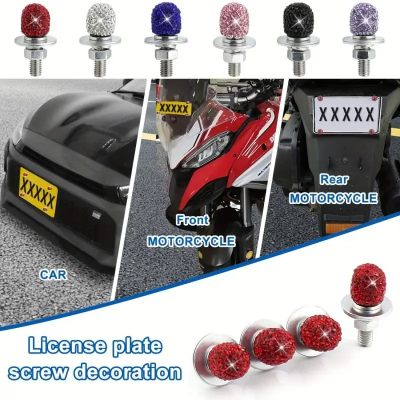 4 unids/set perno decorativo para matrícula de coche soporte para matrícula de motocicleta juego de pernos de sujeción de tornillo adecuado para la mayoría de los vehículos - imagen 3