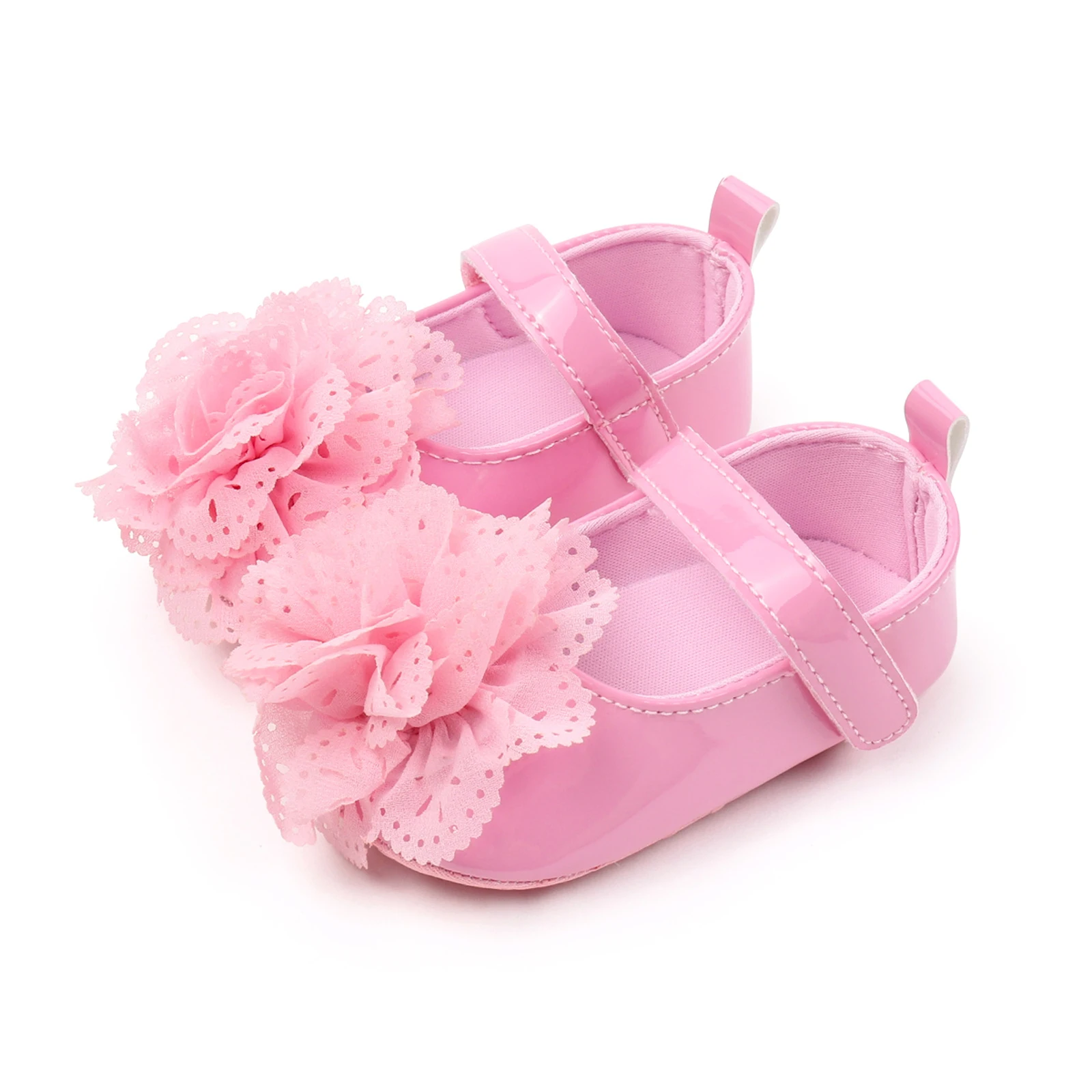 SUNSIOM Zapatos planos Mary Jane para niñas de 0 a 18 meses, zapatos de boda infantiles con flores grandes en 3D, zapatos antideslizantes para cuna para recién nacidos - imagen 3