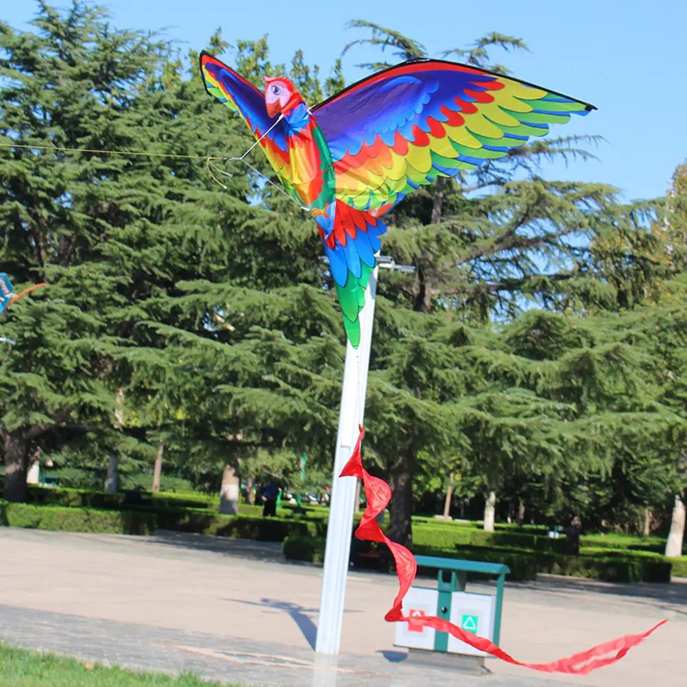 Cometas de gran tamaño para exteriores de alta elasticidad para niños, varilla de juguete, cola larga, juegos divertidos, cometa de loro 3D, playa, vuelo al aire libre - imagen 4