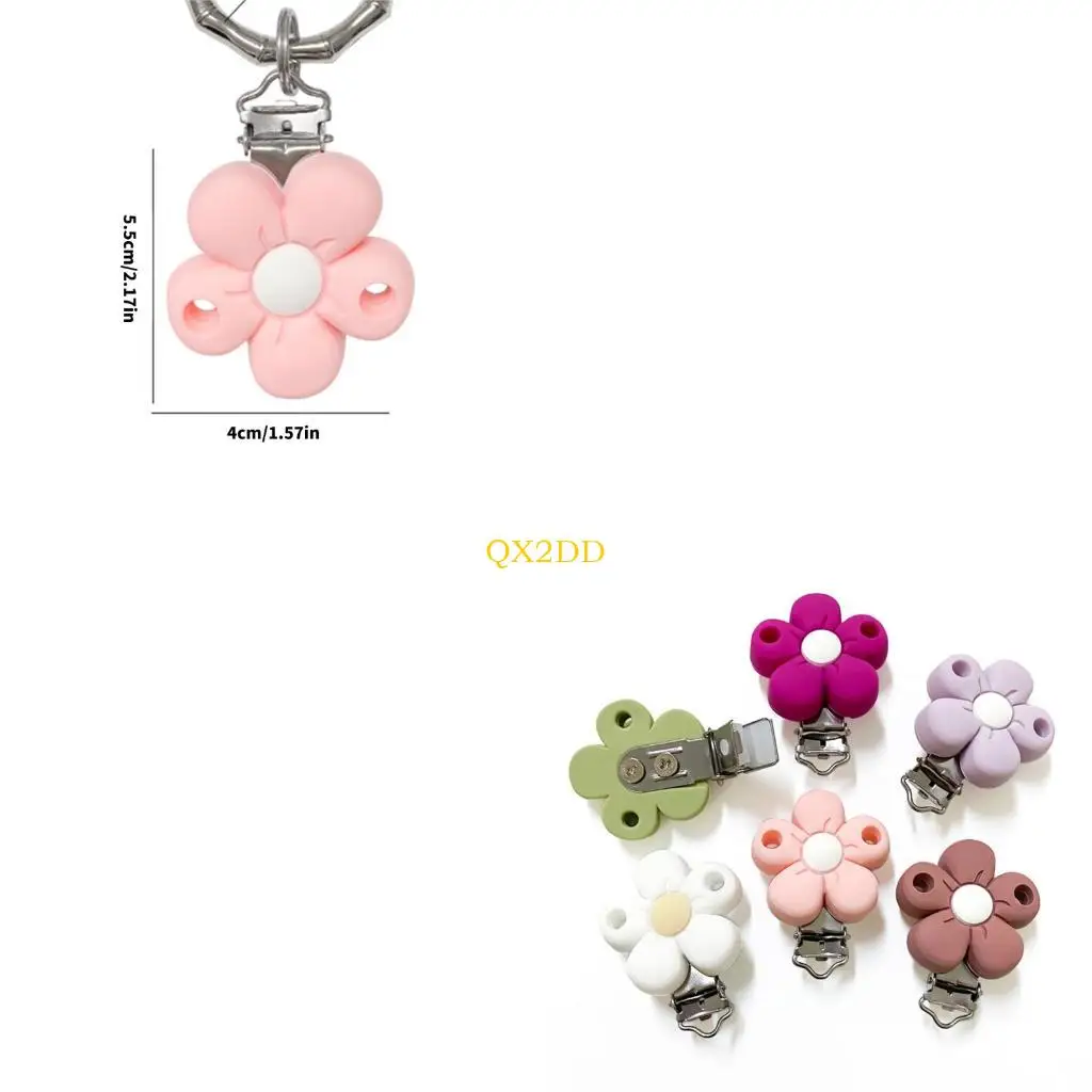 Chupetero portátil infante con clip reforzado QX2D flores creativas - imagen 5