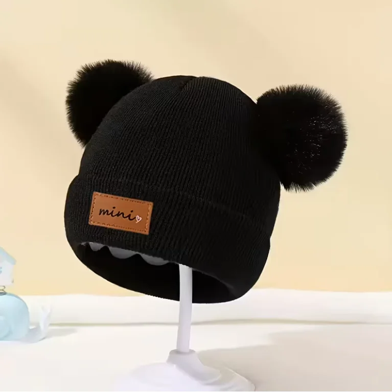 Gorro de punto acrílico suave para 0-3 años: gorro cálido, elástico, ligero y transpirable para actividades al aire libre de otoño/invierno - imagen 2