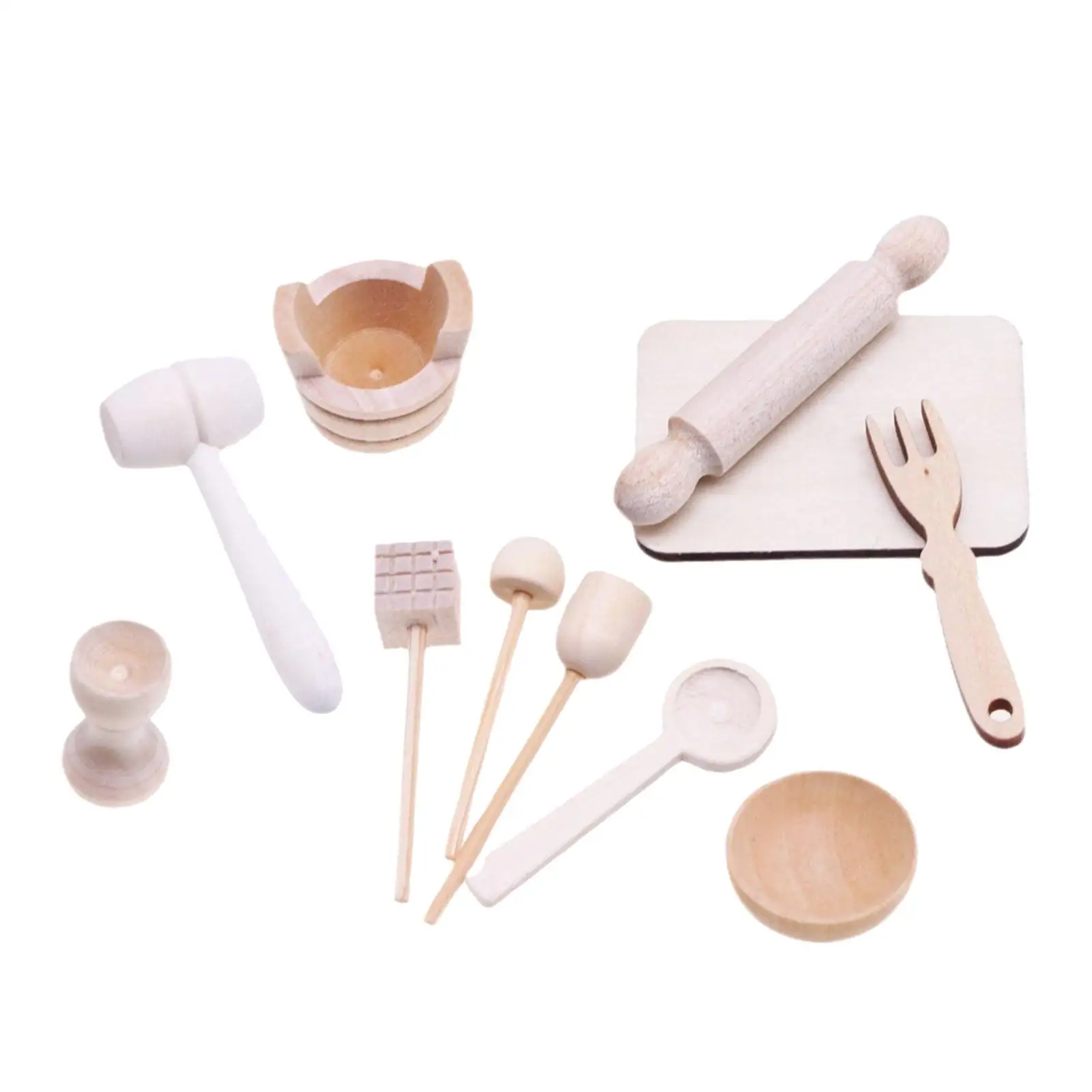 11 Pieces 1:12 Miniature Baking Set Life Scene Simulation Accessories Toy Mini Model for Dollhouse Dining Room Bedroom Ornaments