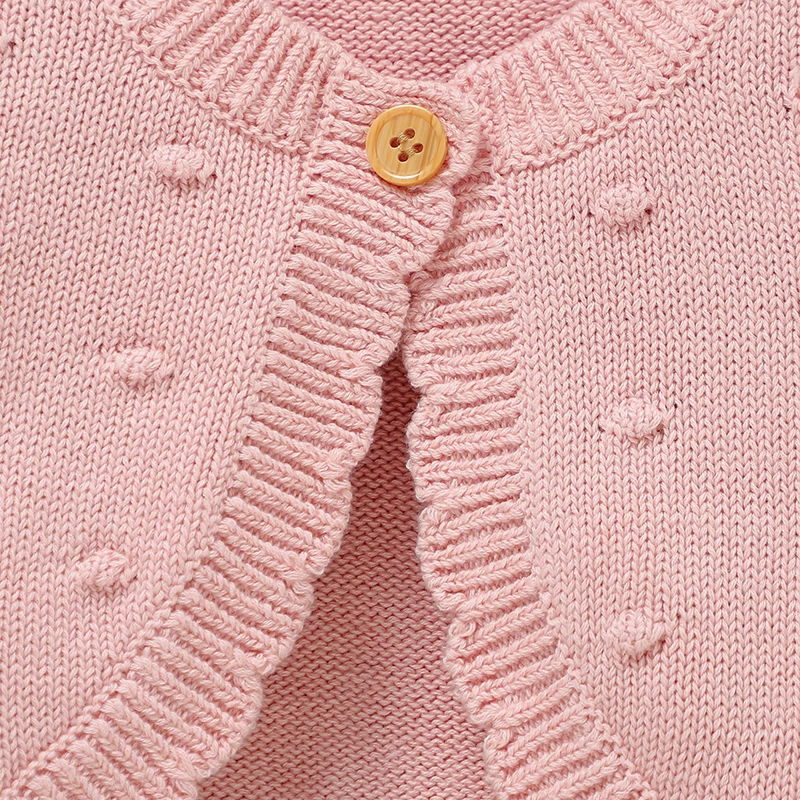 Suéteres rosas para niñas, cárdigans bonitos con un solo botón, prendas de vestir tejidas de manga larga para niños pequeños, chaquetas y abrigos, prendas de punto de 1 a 3 años - imagen 5