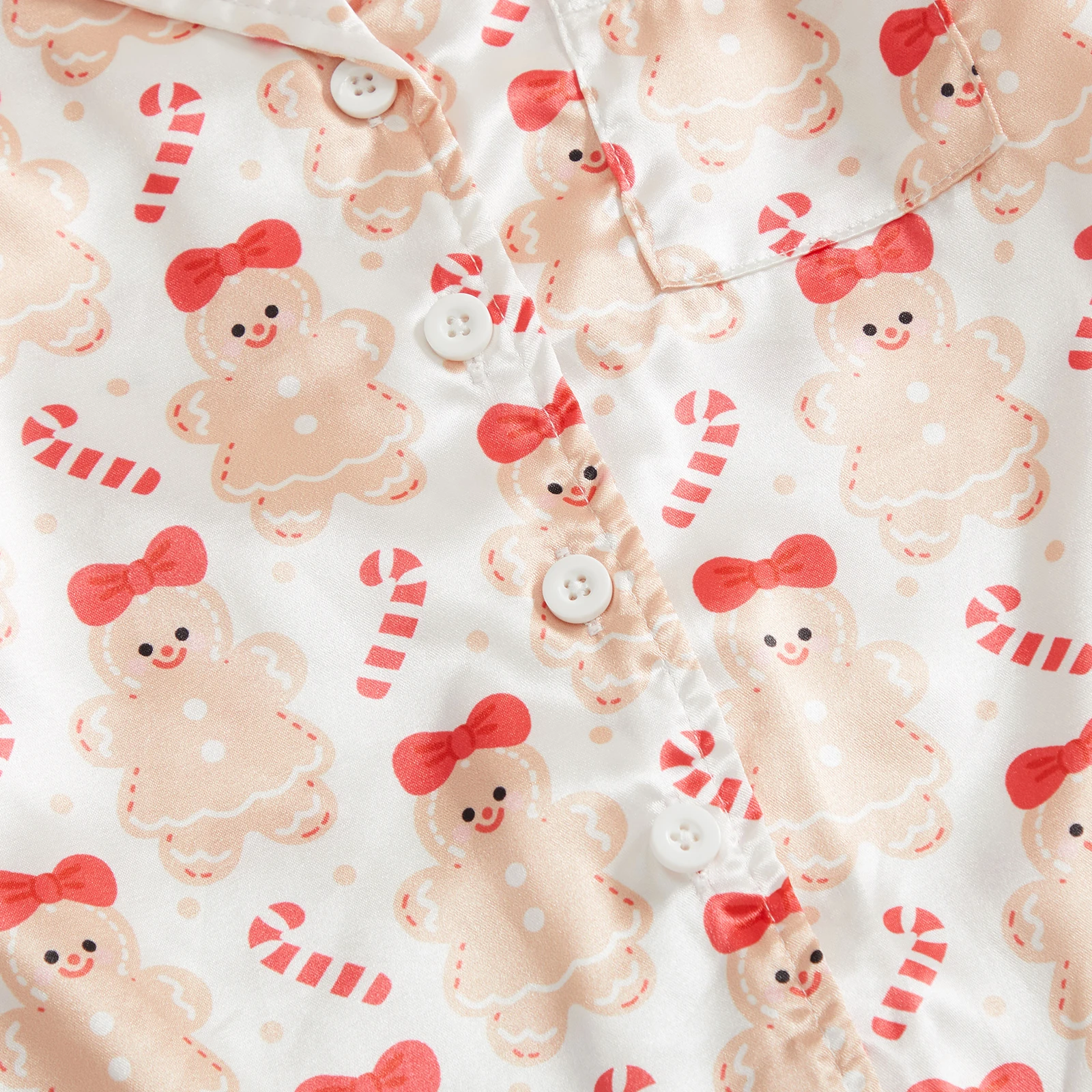 Pijama satén navideña para niña – Estampado festóngingerbread - imagen 5