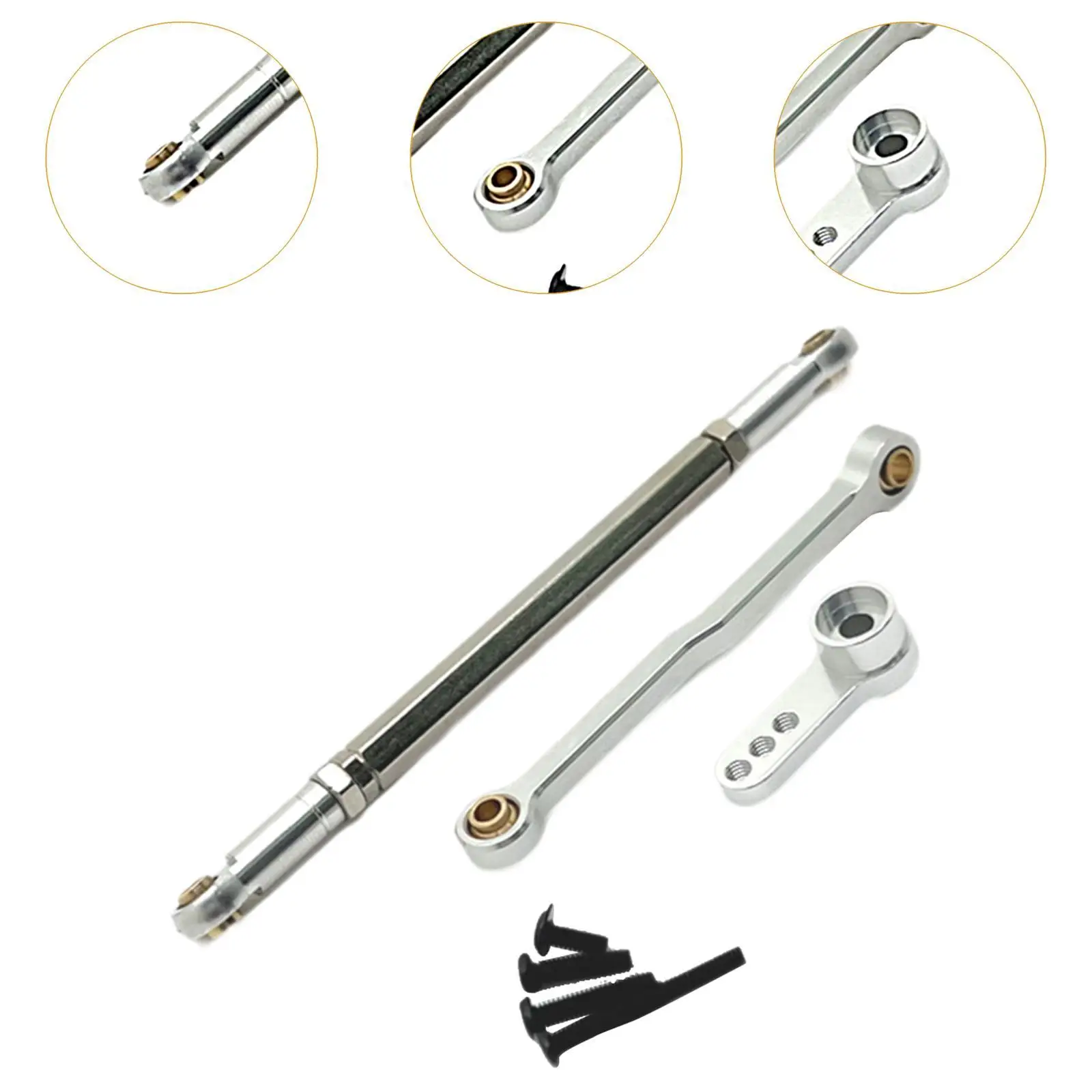 Varilla de servoenlace con tornillos de montaje, barra de dirección de Metal para 1/12 MN82 MN168 - imagen 5
