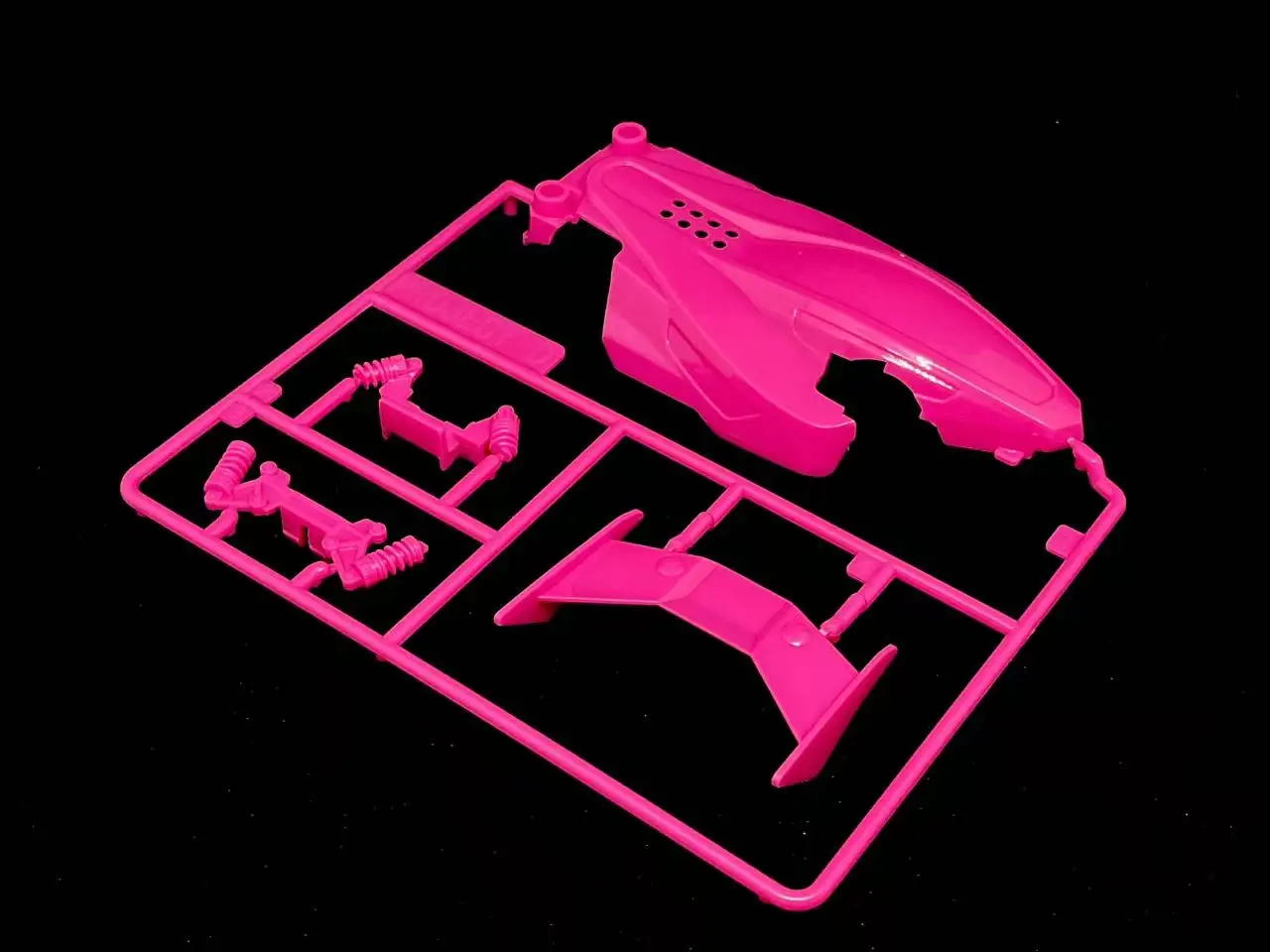 project D mini 4wd racing car Dual Ridge Jr cowl for SFM chassis clear pink/clear black color - imagen 5