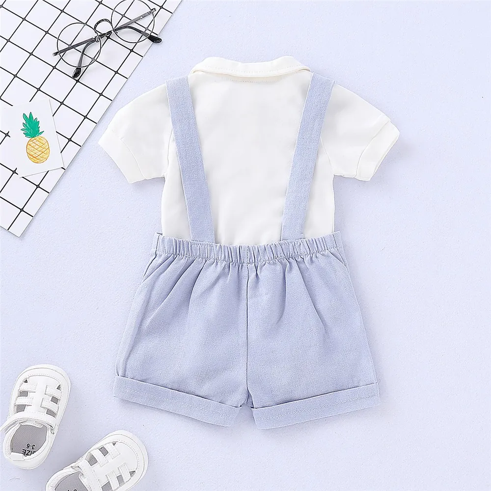 Conjunto bebé 0-24 meses: traje formal con tirantes y pantalones cortos - imagen 4