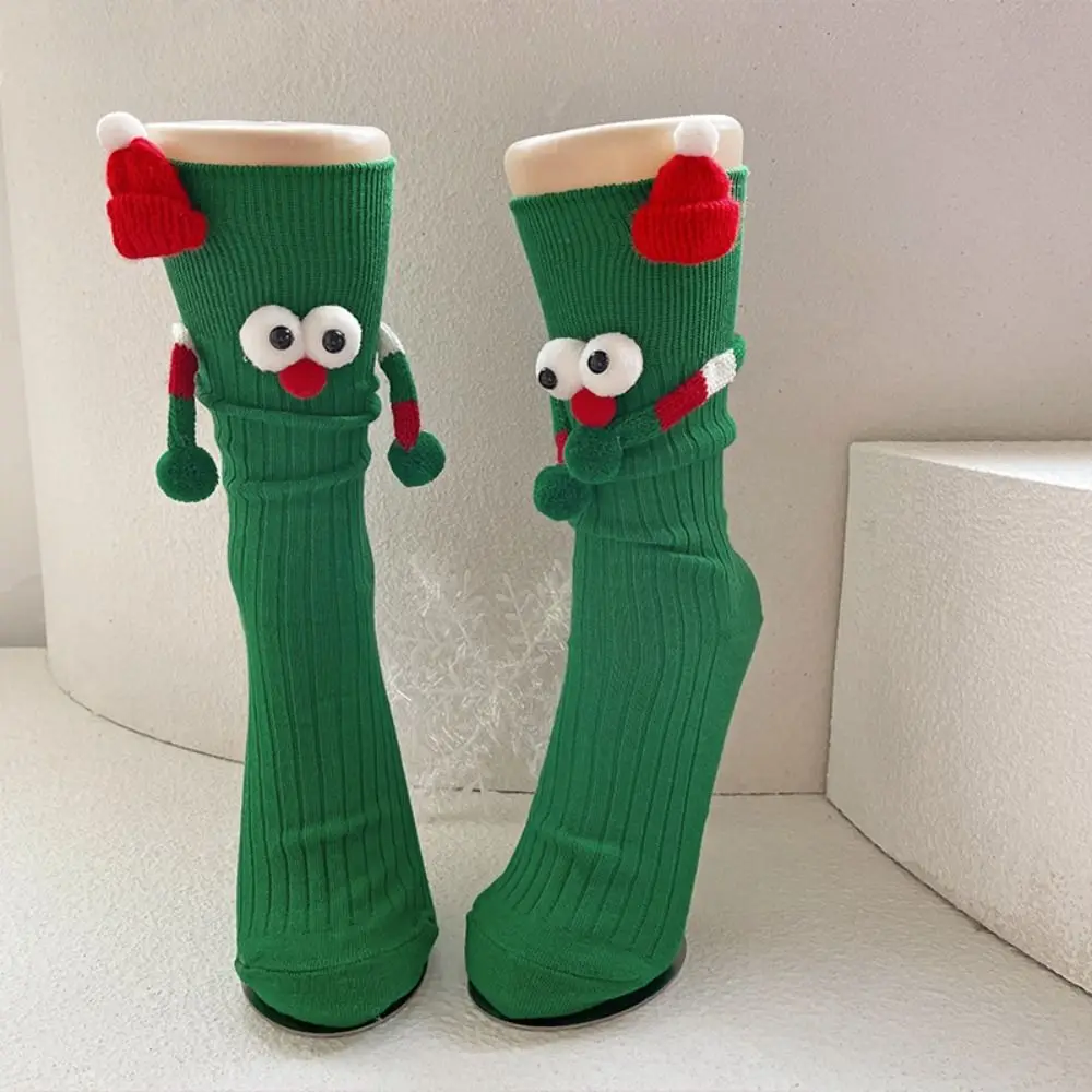 Calcetines navideños con diseños 3D transpirables, calcetines de tubo medio con ojos grandes de dibujos animados, calcetines bonitos de Navidad para fiesta infantil - imagen 3
